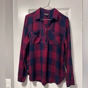 LUCKY BRAND women’s long sleeve plaid tunic L